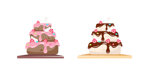 Poster - Cake flat color vector objects set