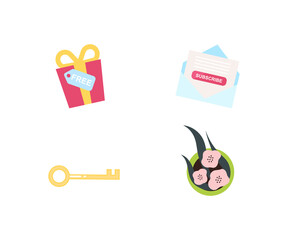 Poster - Promotion gifts flat color vector objects set