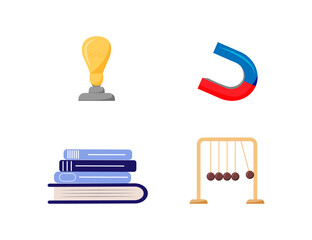 Poster - Classroom equipment flat color vector object set