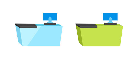 Fototapete - Cashier desk flat color vector objects set