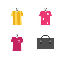 Poster - T shirts on hangers flat color vector objects set