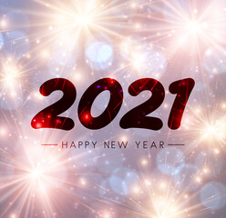 2021 happy new year sign on misted glass.