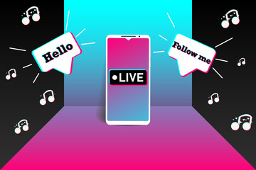 Wall Mural - Concept with smartphones in the style of social networks. Mobile app template.