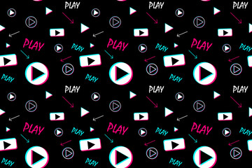 Wall Mural - seamless pattern with video player signs. background for fabric, wrapping, wallpaper, social media. 