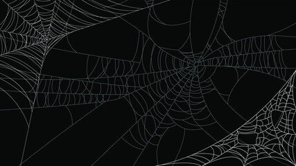 Spider Web On Dark Background Halloween Design Elements Spooky Scary Horror Decor Vector