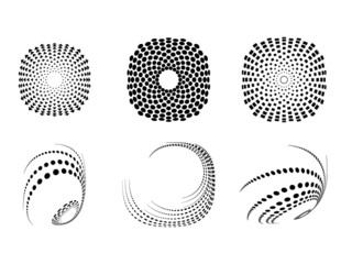 Poster - halftone dots in circle form. round logo . vector dotted frame . design element