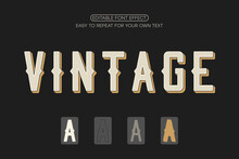 Retro Text Effect. Vintage Editable Font Effect. Vector
