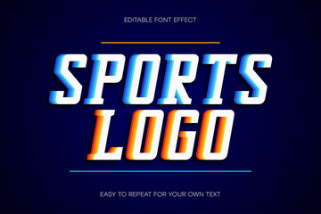 Poster - Sport text effect, college style text sans-serif with shadow. Colorful editable font effect. Vector