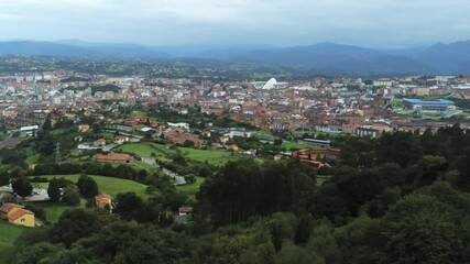 Wall Mural - Oviedo, city of Asturias,Spain. Aerial Drone Footage