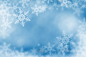 Wall Mural - Christmas winter blue background with snowflakes