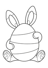 Wall Mural - Easter Bunny Egg coloring page. Black and white cartoon illustration