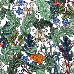 Seamless pattern with flowers in art deco style. Modern trendy print.