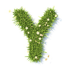 Grass font Letter Y 3D