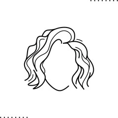 Wall Mural - wavy short hair style vector icon in outlines