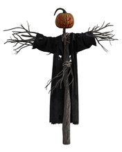 Tall Scary Scarecrow Isolated On White, 3d Render.