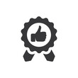badge with thumbs up icon logo