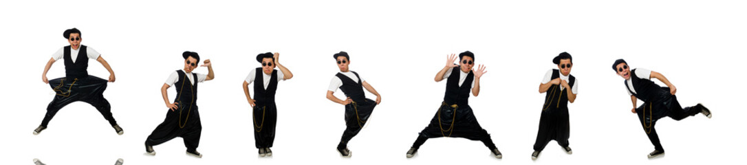 Sticker - Funny young man dancing isolated on white