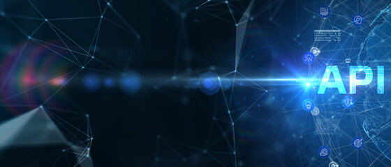 API - Application Programming Interface. Software development tool. Business, modern technology, internet and networking concept. 3D illustration.