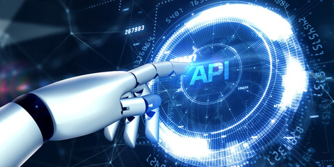 API - Application Programming Interface. Software development tool. Business, modern technology, internet and networking concept. 3D illustration.