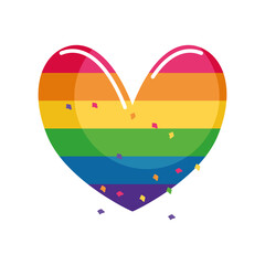 Sticker - heart with rainbow flag colors sexual identity on white background