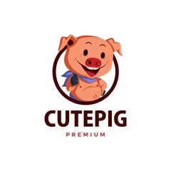 Canvas Print - pig thumb up mascot character logo vector icon illustration