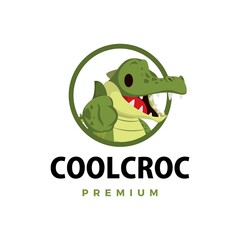 Canvas Print - crocodile thumb up mascot character logo vector icon illustration