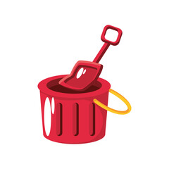 Wall Mural - bucket with shovel, kids toy on white background