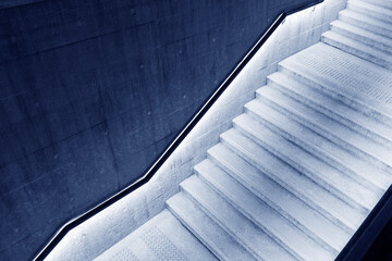 Aufkleber - Empty stairway with illuminated bannister in modern architecture