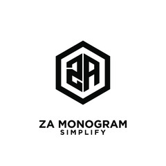 Wall Mural - za, 2a initial monogram hexagon letter black logo design with white background