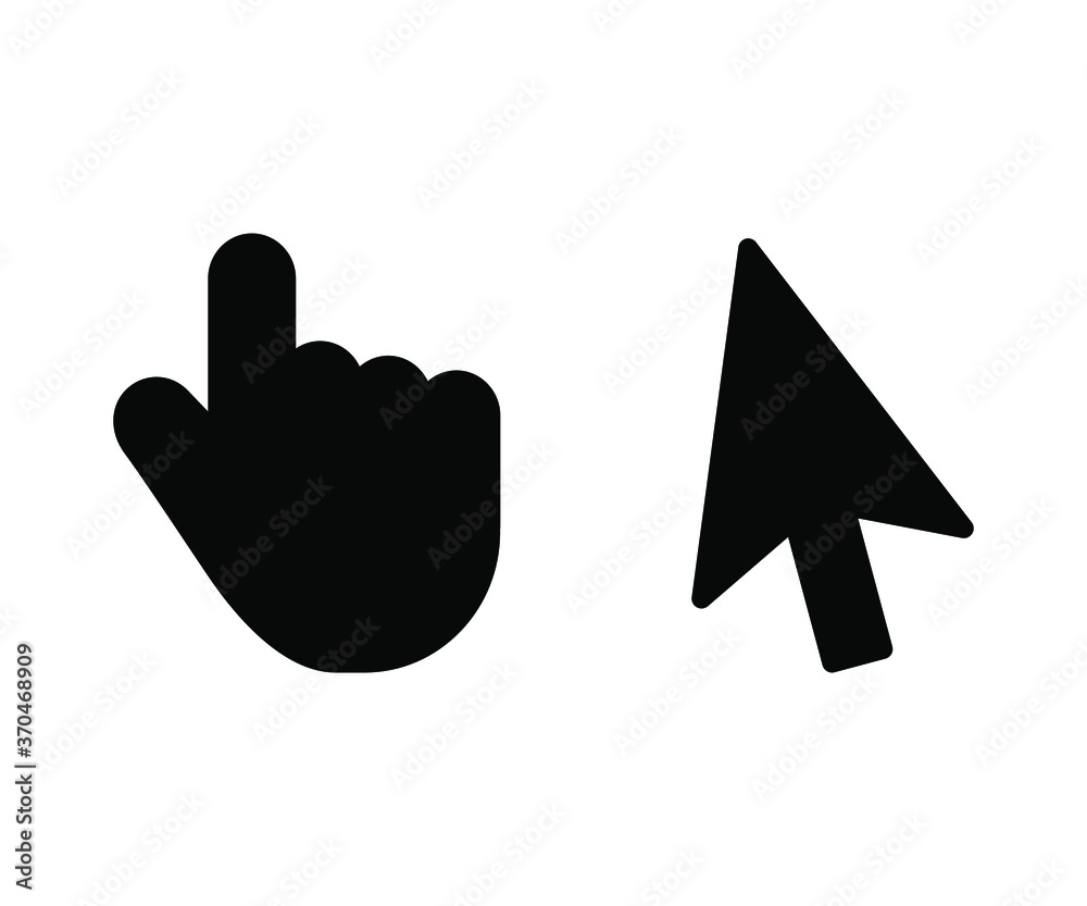 mouse click cursor icon in black solid color and line work-vector ...