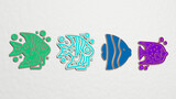 Fototapeta Pokój dzieciecy - angelfish 4 icons set. 3D illustration. aquarium and animal