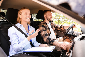 Canvas Print - Instructor conducting driver licence test