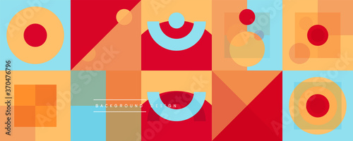 Cuadros en Lienzo Neo memphis geometric pattern with circles, squares and lines