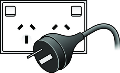 International AC power plug and wall socket: Australia, China. Two flat pin plug.