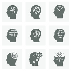 Aufkleber - artificial intelligence icons. vector illustrations.