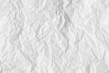 Texture Of Crumpled White Parchment Or Paper. Abstract Background For Design. Blank With Copy Space.