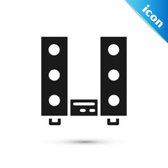 Grey Home stereo with two speaker s icon isolated on white background. Music system. Vector.