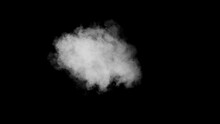 Low Density Smoke Puff Spreading Concentrically Outwards / Gunshot Smoke / Shockwave Smoke. Separated On Pure Black Background, Contains Alpha Channel.