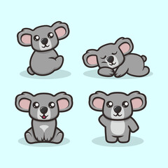 Wall Mural - Set of koala mascot design illustration