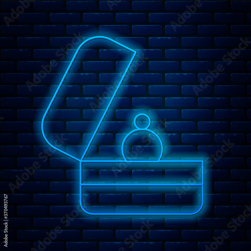 glowing neon line wedding rings icon isolated on brick wall background bride and groom jewelry sign marriage symbol diamond ring vector buy this stock vector and explore similar vectors at adobe adobe stock