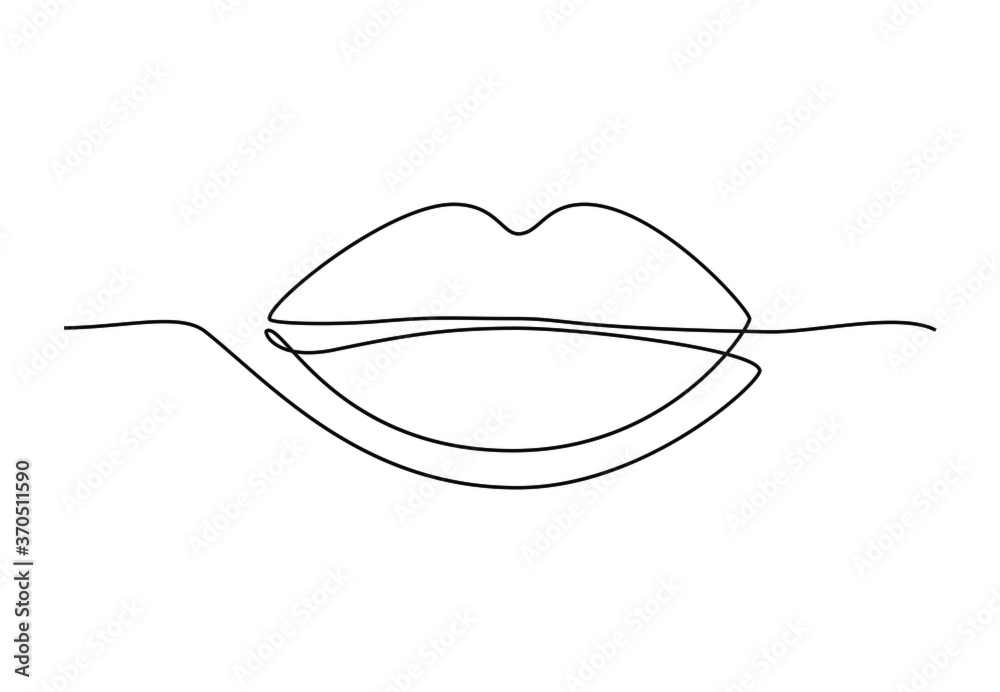 Lips continuous one line drawing. Woman lips logo on white background ...