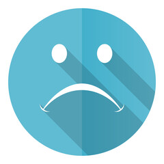 Poster - Cry vector icon, flat design blue round web button isolated on white background