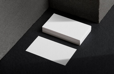 Minimal business card mockup with concrete block