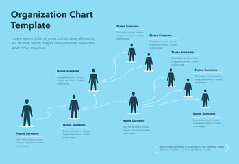 Poster - Company organization chart template with place for your content - blue version. Easy to use for your website or presentation.