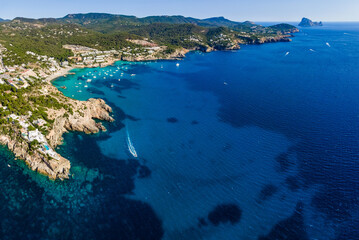 Sticker - Cala Tarida beach, Ibiza island. Spain.