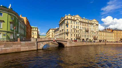 Wall Mural - St. Petersburg, Russia, June 13, 2020. View of the Moika River and its picturesque embankments.