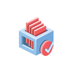 Poster - Server database checkmark. Vector 3d isometric, color web icons set, new flat style. Creative illustration, idea for infographics.