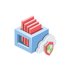 Poster - Server database cloud security. Vector 3d isometric, color web icons set, new flat style. Creative illustration, idea for infographics.