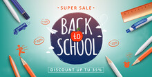 Back To School Sale Poster. Education Background