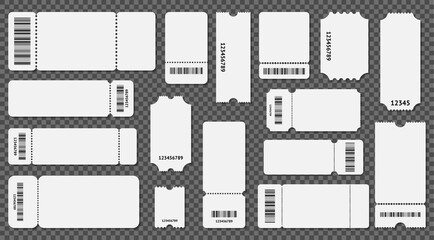 Sticker - Realistic 3d Detailed Empty Ticket Template Set. Vector